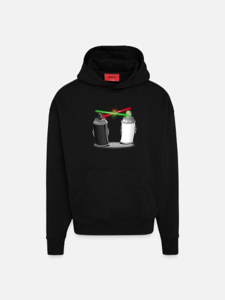 Graffiti wars - Hoodie- made by SPREAD  - SOLID BLACK