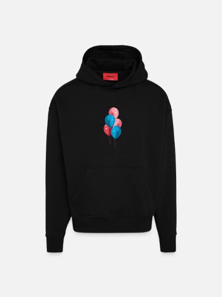garçon d'anniversaire - Sweat à capuche bio épais oversize fabriqué en UE - SOLID BLACK