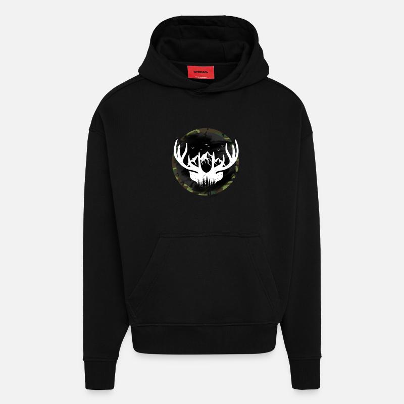 jäger jagen geweih - Hoodie- made by SPREAD  - SOLID BLACK