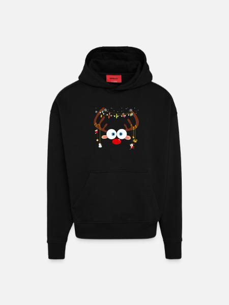 Weihnachtsren-Gesicht - Hoodie- made by SPREAD - SOLID BLACK