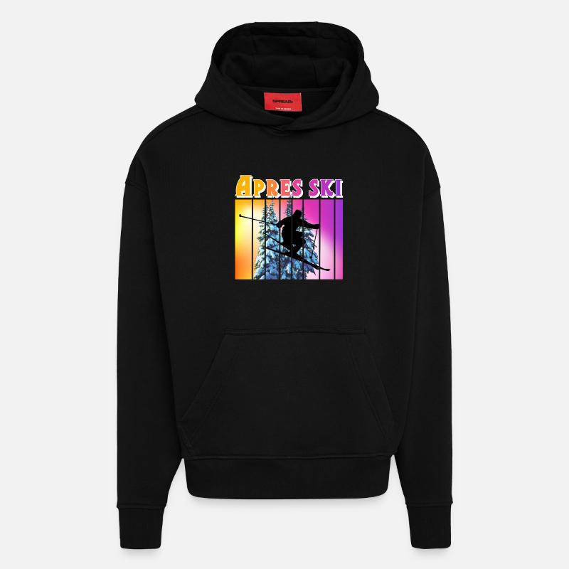 Apres ski - Sweat à capuche bio épais oversize fabriqué en UE - SOLID BLACK