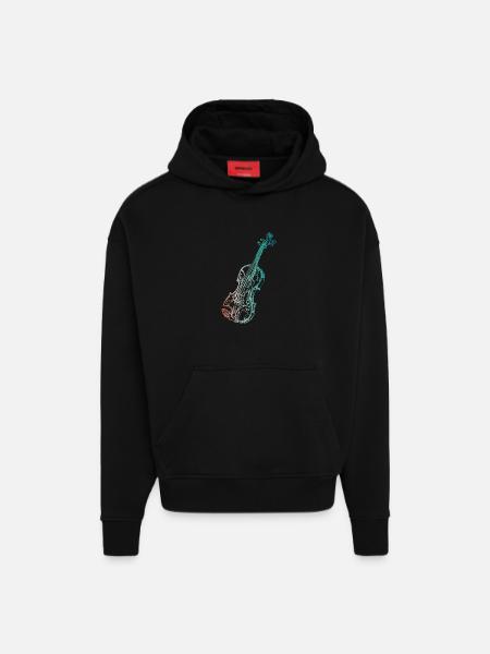 Violon - Sweat à capuche bio épais oversize fabriqué en UE - SOLID BLACK