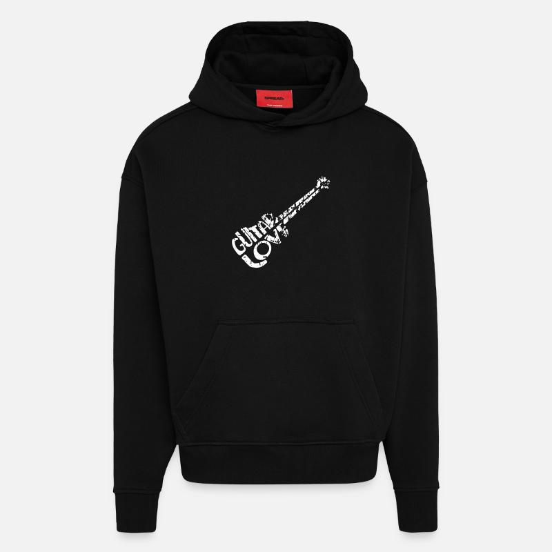 Guitariste - Sweat à capuche bio épais oversize fabriqué en UE - SOLID BLACK