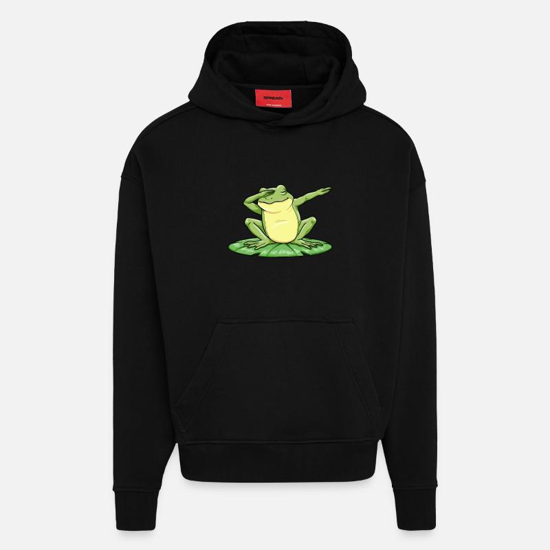 Danse hip-hop grenouille - Sweat à capuche bio épais oversize fabriqué en UE - SOLID BLACK