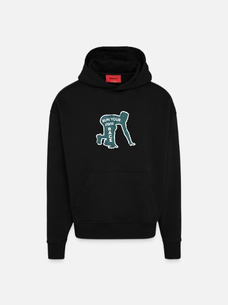 Runner motivation - Hoodie- made by SPREAD - SOLID BLACK