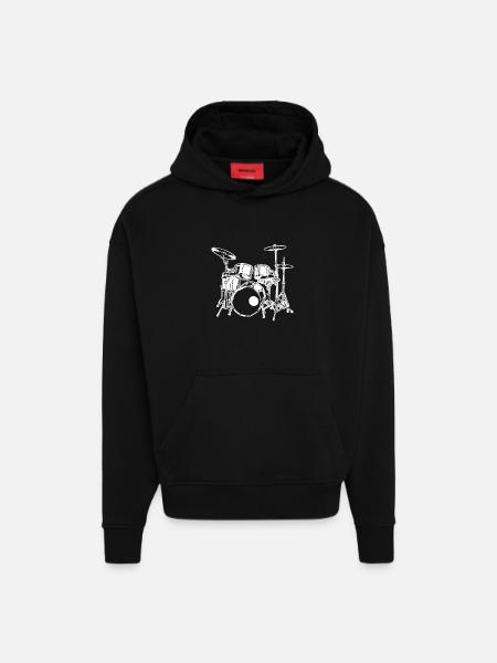 Rock music - Hoodie- made by SPREAD  - SOLID BLACK