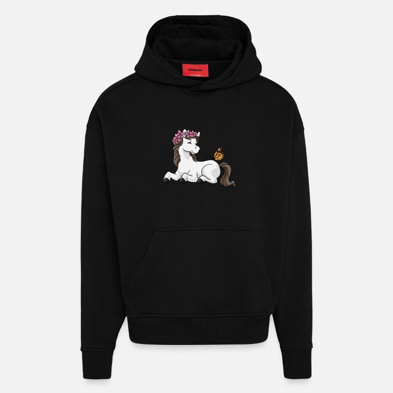 Pferd Blumenkranz - Hoodie- made by SPREAD  - SOLID BLACK