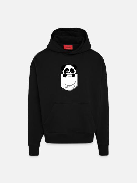 Panda panda bear pocket funny cute - Hoodie- made by SPREAD - SOLID BLACK