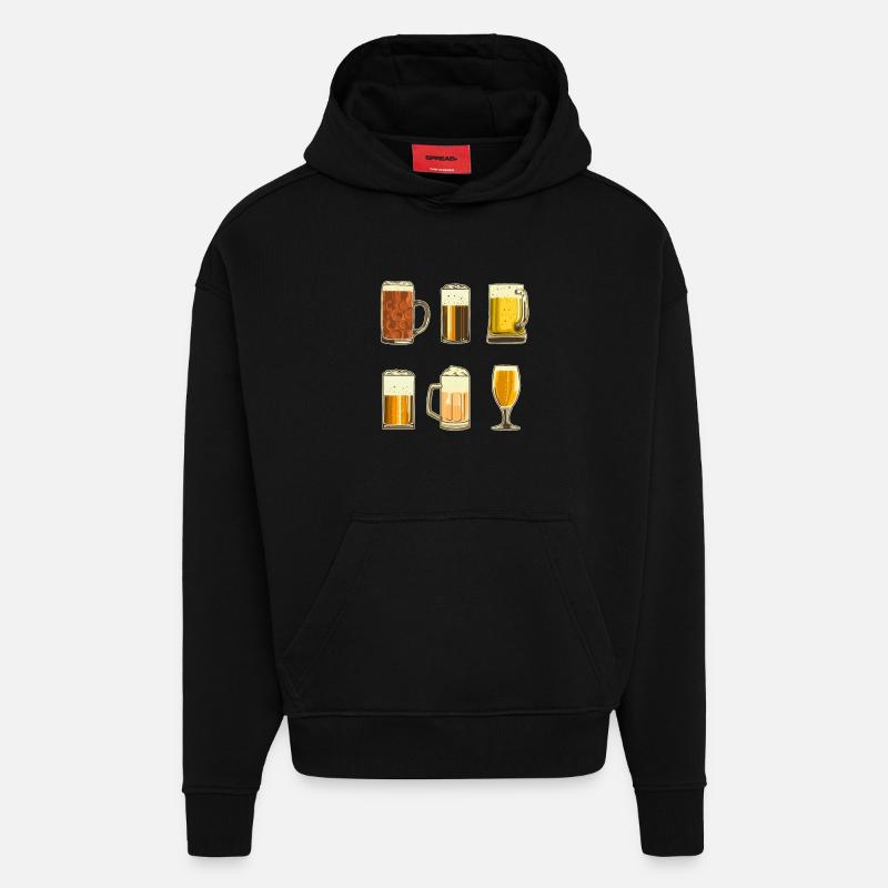 Bières - Sweat à capuche bio épais oversize fabriqué en UE - SOLID BLACK