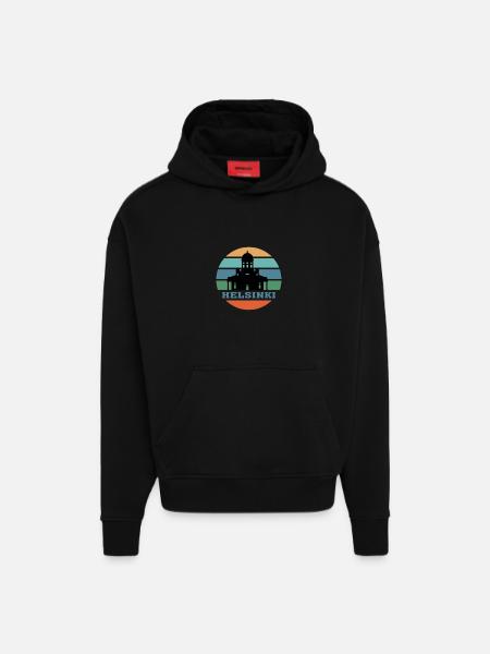 Helsinki City Skyline Finland Landmark - Hoodie- made by SPREAD - SOLID BLACK