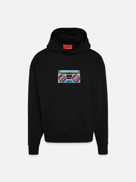 Ghettoblaster - Hoodie- made by SPREAD - SOLID BLACK
