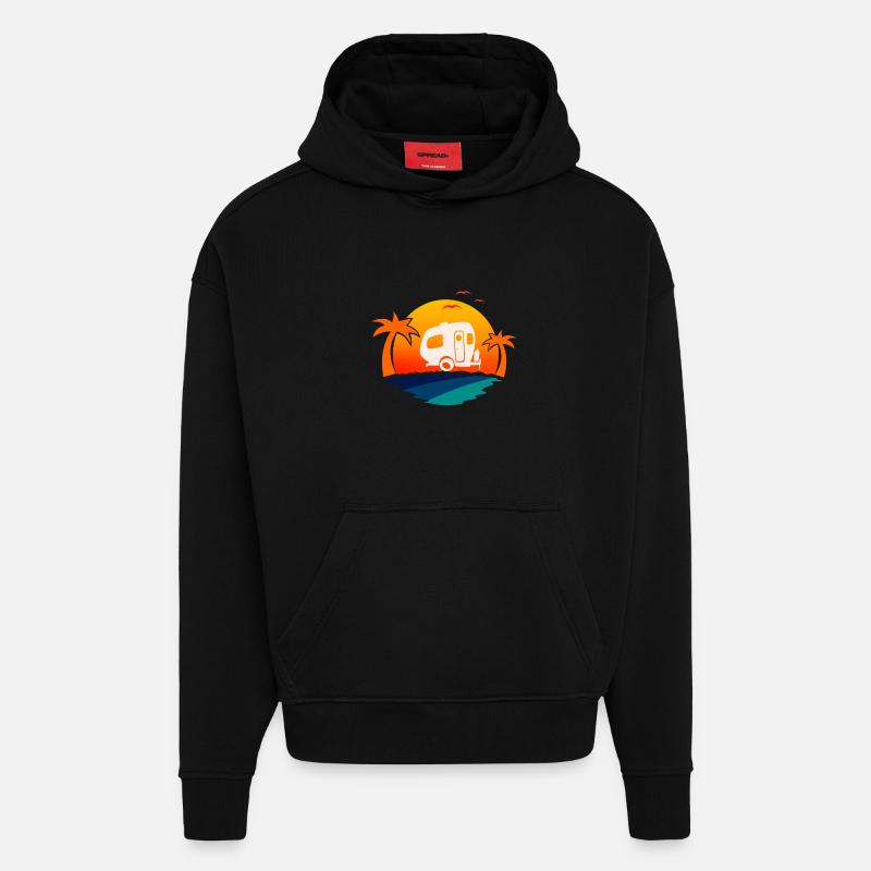 Camper camping - Hoodie- made by SPREAD  - SOLID BLACK