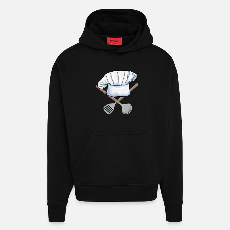 Cuisine du chapeau de chef - Sweat à capuche bio épais oversize fabriqué en UE - SOLID BLACK