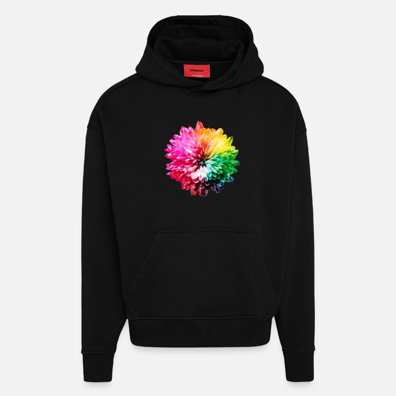 Chrysantheme Regenbogen - Hoodie- made by SPREAD  - SOLID BLACK