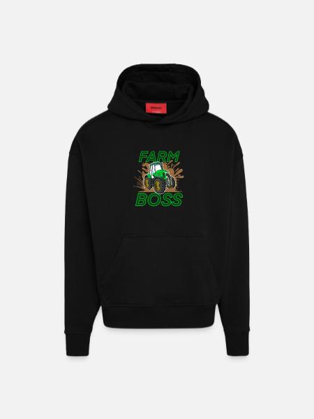 Cultivateur - Sweat à capuche bio épais oversize fabriqué en UE - SOLID BLACK
