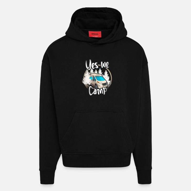 Yes We Camp - Hoodie- made by SPREAD  - SOLID BLACK