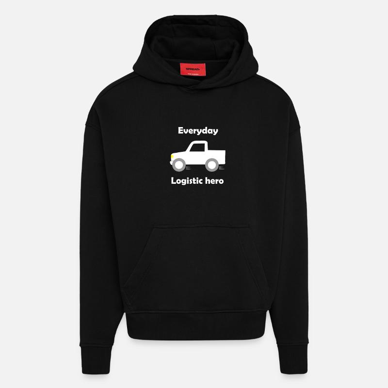Logistique et transport - Sweat à capuche bio épais oversize fabriqué en UE - SOLID BLACK