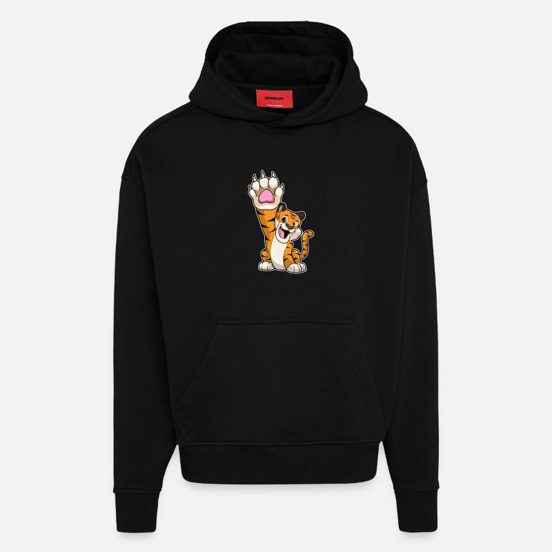 Tiger lustig High five - Hoodie- made by SPREAD - SOLID BLACK