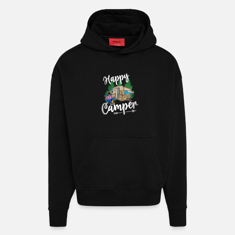 Happy Camper - Sweat à capuche bio épais oversize fabriqué en UE - SOLID BLACK