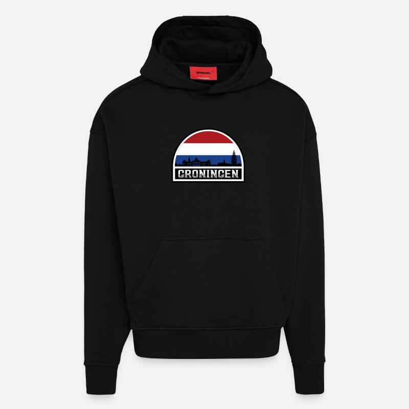 Groningen Netherlands Skyline Souvenir Dutch Fla - Hoodie- made by SPREAD  - SOLID BLACK
