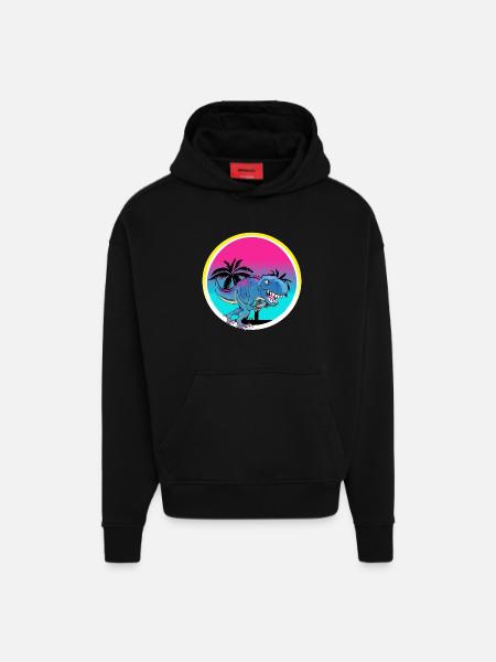 Gamer Gaming T Rex - Hoodie- made by SPREAD  - SOLID BLACK