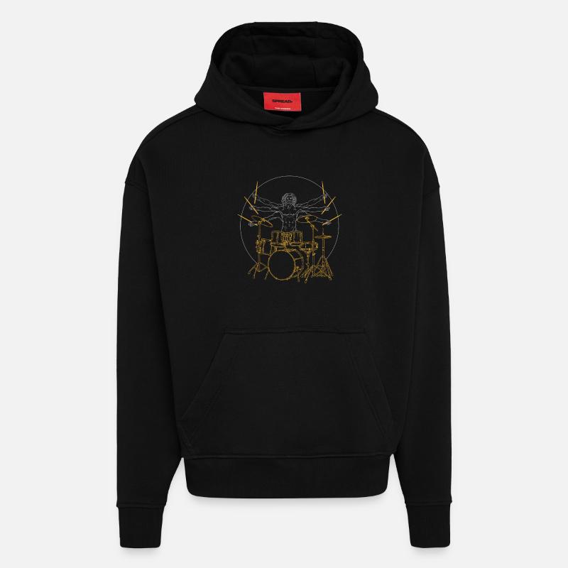 Schlagzeug Da Vinci - Drummer Rock Geschenk - Hoodie- made by SPREAD  - SOLID BLACK