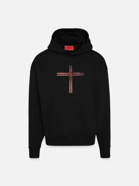 Drum sticks drummer drummer cross - Hoodie- made by SPREAD - SOLID BLACK