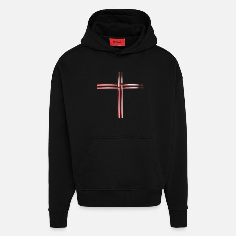 Drum sticks drummer drummer cross - Hoodie- made by SPREAD - SOLID BLACK
