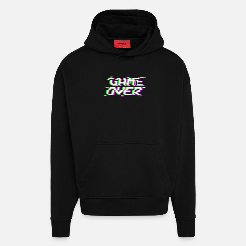 Game Over Glitch - Hoodie- made by SPREAD  - SOLID BLACK