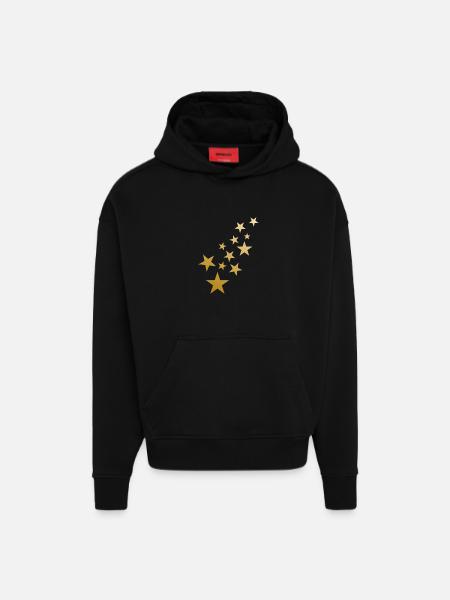 Star Pattern - Hoodie- made by SPREAD  - SOLID BLACK