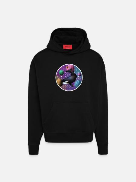 orque dans l’espace - Sweat à capuche bio épais oversize fabriqué en UE - SOLID BLACK