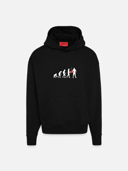Turc Evolution Super-héros Drapeau turc Cape - Sweat à capuche bio épais oversize fabriqué en UE - SOLID BLACK