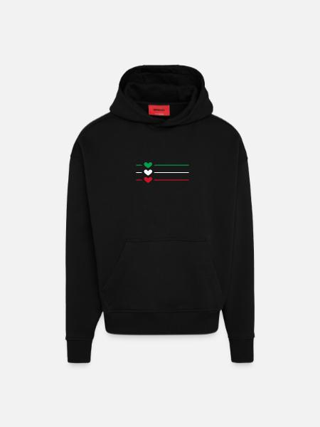 Iran Flag Heart - Hoodie- made by SPREAD  - SOLID BLACK