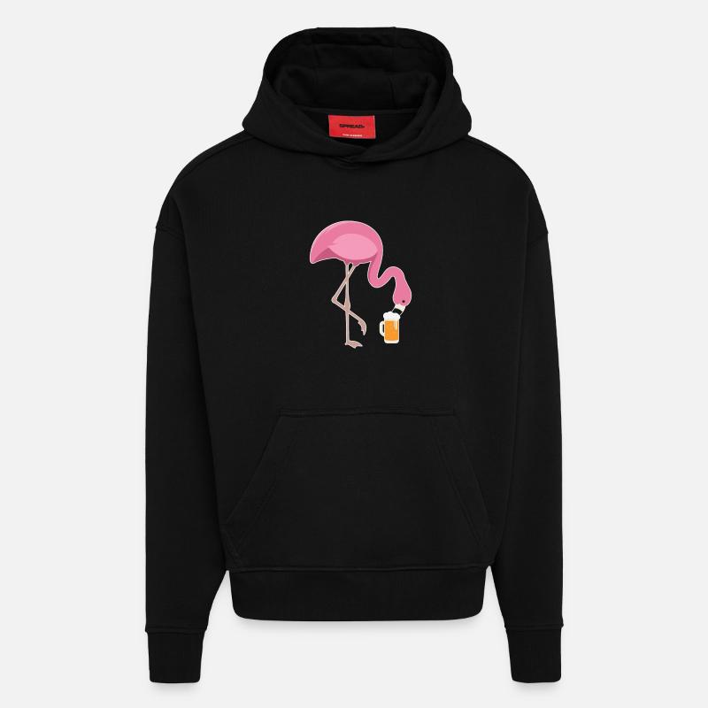 Flamingo Trinkbier Pink Flamingo - Hoodie- made by SPREAD - SOLID BLACK