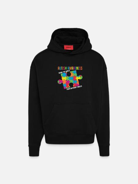 Voir le monde sous différents angles - Sweat à capuche bio épais oversize fabriqué en UE - SOLID BLACK