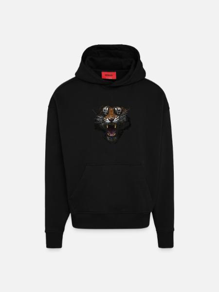 Tiger - Hoodie- made by SPREAD  - SOLID BLACK