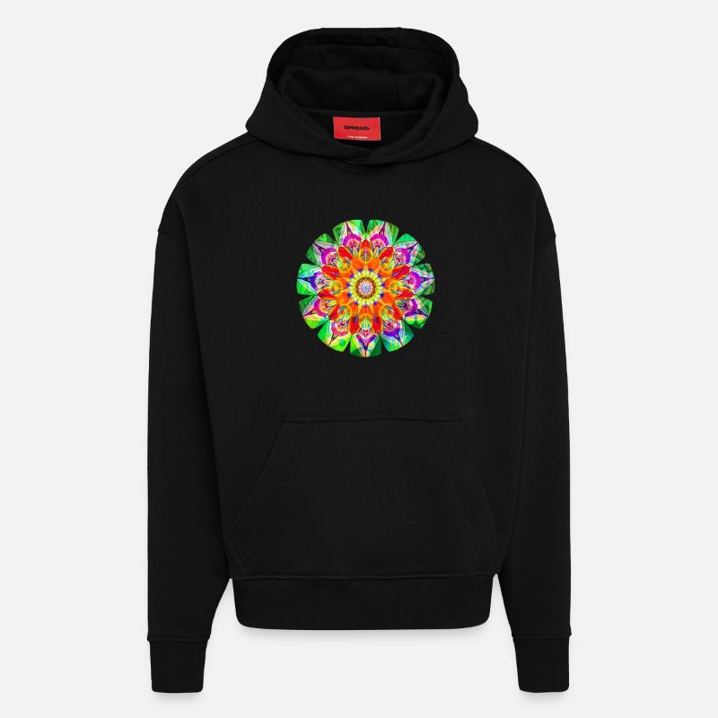 Farbenfrohes hippes Mandala - Hoodie- made by SPREAD  - SOLID BLACK