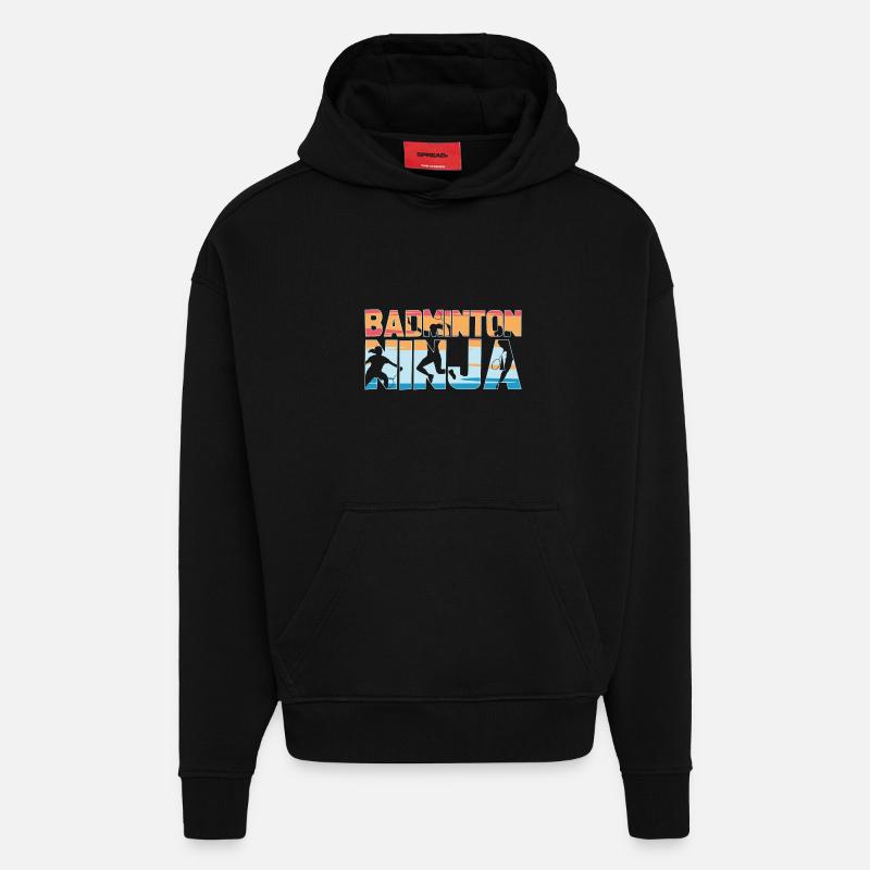 Badminton Ninja Joueur de badminton - Sweat à capuche bio épais oversize fabriqué en UE - SOLID BLACK