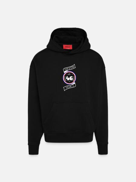 Fier d'être du 46 - Sweat à capuche bio épais oversize fabriqué en UE - SOLID BLACK