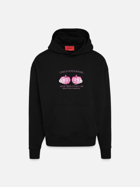 Check Your Boobs Breast Cancer Pumpkin - Hoodie- made by SPREAD  - SOLID BLACK