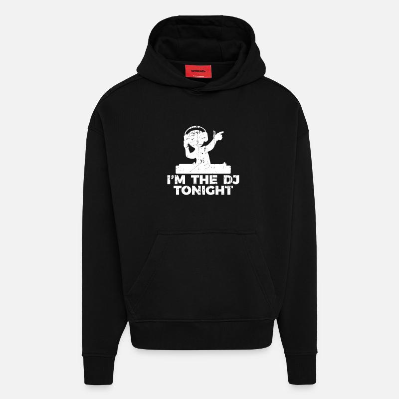 Blague de disc-jockey - Sweat à capuche bio épais oversize fabriqué en UE - SOLID BLACK