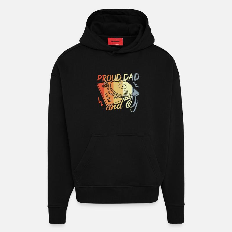 Disc Jockey Papa - Sweat à capuche bio épais oversize fabriqué en UE - SOLID BLACK