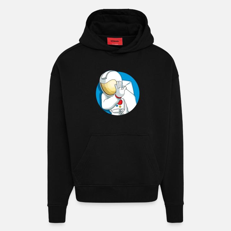 Astronaute timide - Sweat à capuche bio épais oversize fabriqué en UE - SOLID BLACK