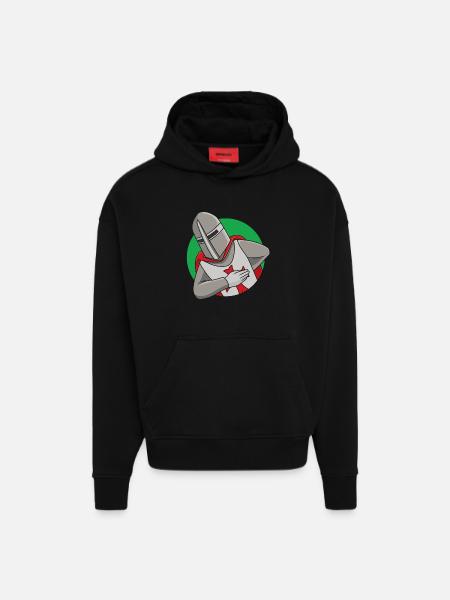 Friendly Crusader - Hoodie- made by SPREAD  - SOLID BLACK