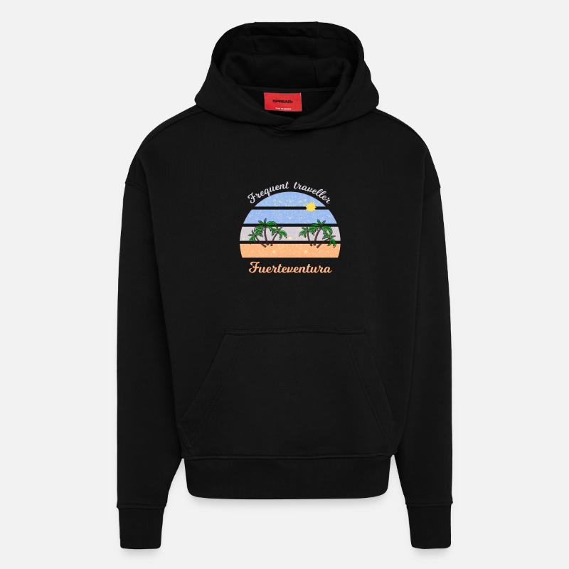 Fuerteventura Vacances - Sweat à capuche bio épais oversize fabriqué en UE - SOLID BLACK