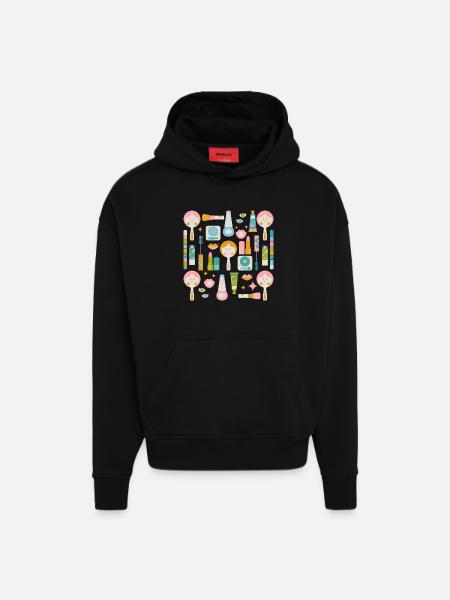 disco make up revival - Hoodie- made by SPREAD - SOLID BLACK