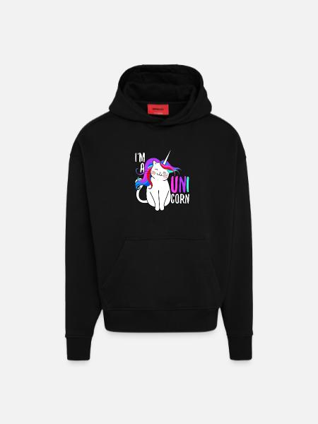 Einhorn Katze Geschenk - Hoodie- made by SPREAD  - SOLID BLACK