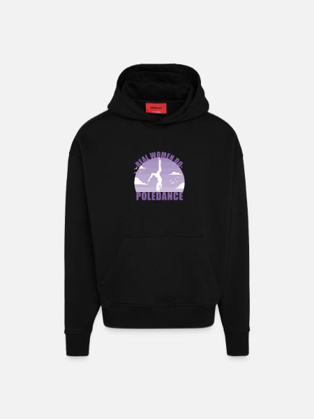 Pole Dance Dancer Poledancing Pole Gift - Sweat à capuche bio épais oversize fabriqué en UE - SOLID BLACK