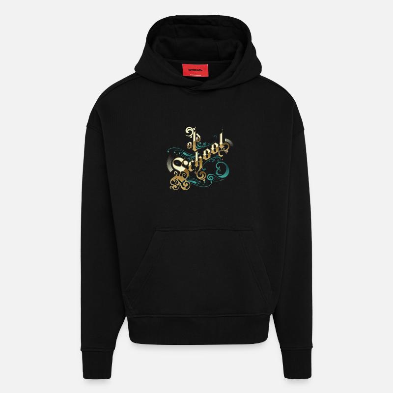 Old school - Sweat à capuche bio épais oversize fabriqué en UE - SOLID BLACK