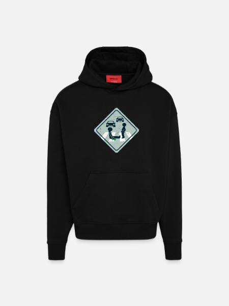 Climate activist road gluing - Hoodie- made by SPREAD  - SOLID BLACK